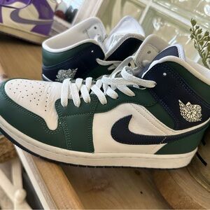 Jordan women's Green, White, and Blue Sneakers